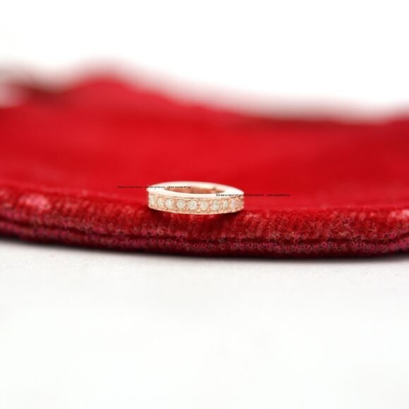 Pave Diamond 9k Gold Circle Charm, Diamond Round Enhancer - Image 8
