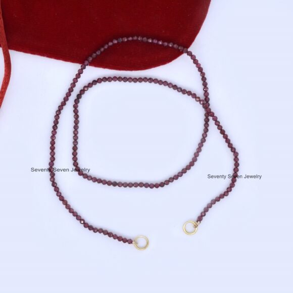 14k Gold Enhancer Beads Chain, Lapis Beads Chain Necklace - Image 5