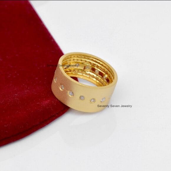 14K Gold Diamond Cigar Band, Solid Gold Cigar Ring - Image 6