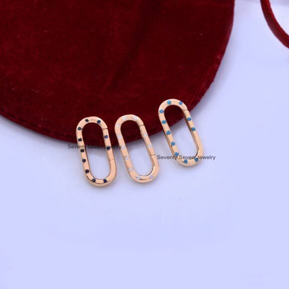 9K Gold Enhancer Charm Holder, Solid Gold Turquoise Enhancer Charm - Image 5