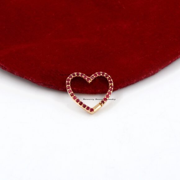 9K Gold Diamond Heart Enhancer, Multistone Heart Link Lock - Image 10