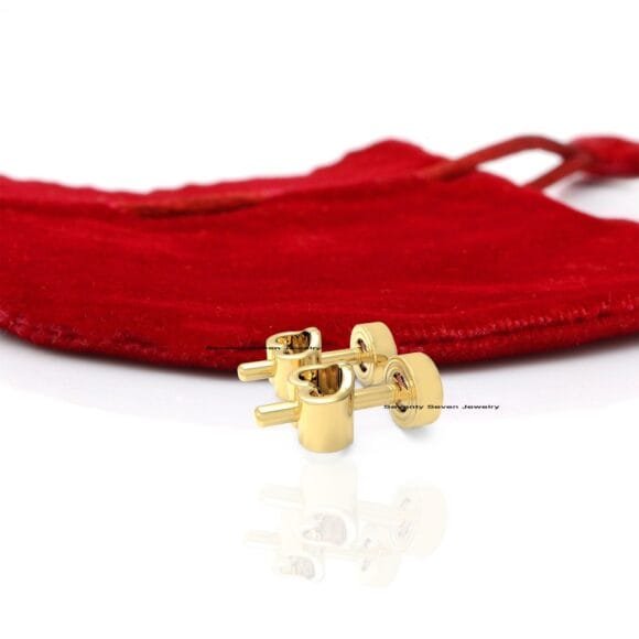 Solid 14K Gold Turquoise Studs, 14k Round Turquoise Studs - Image 4