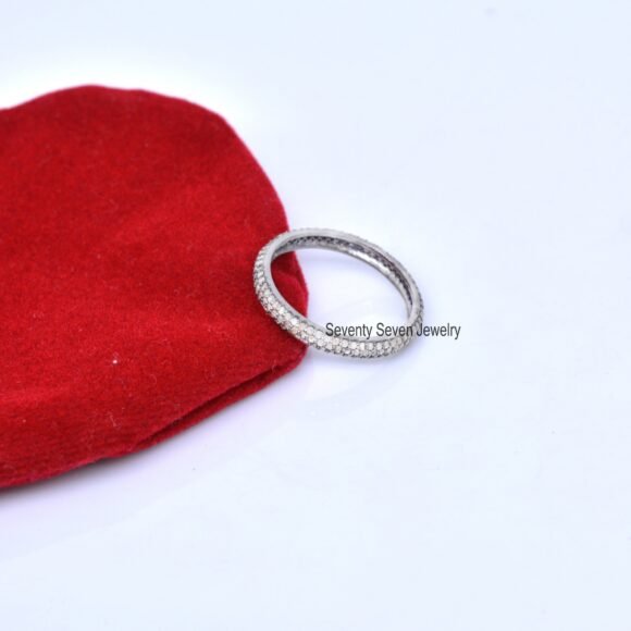 925 Silver Diamond Eternity Ring, Diamond Band Ring