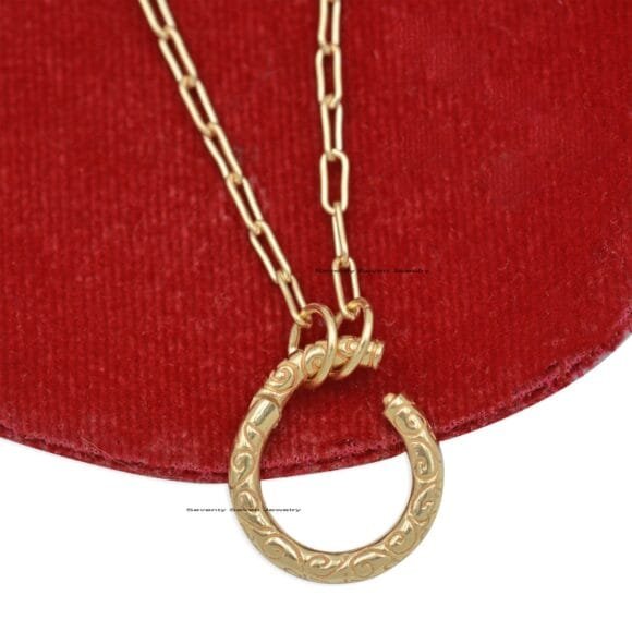 Engraved Enhancer 9k Gold Charm Holder, Gold Round Enhancer Charm Holder - Image 9