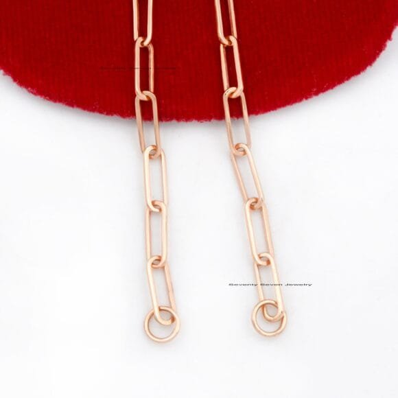 14k Gold Paperclip Chain Necklace, 14K Gold Chain - Image 4
