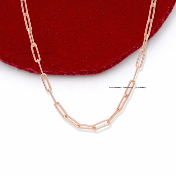 9k Gold Paperclip Chain Necklace, 9k Gold Chain - Image 4