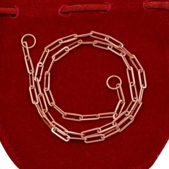 Solid Gold Elongated Link Paperclip Chain, Carabiner Connector Chain - Image 8