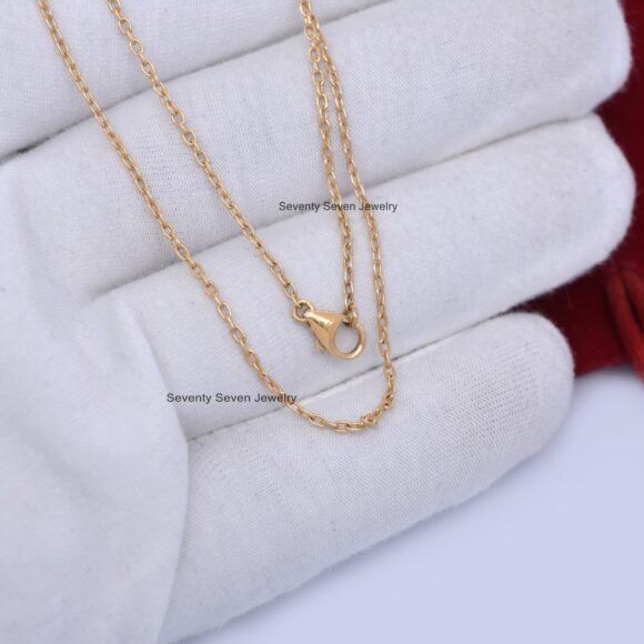 14K Lobster Thin Chain Necklace, 1.33 MM Thick Chain Jewelry - Image 3