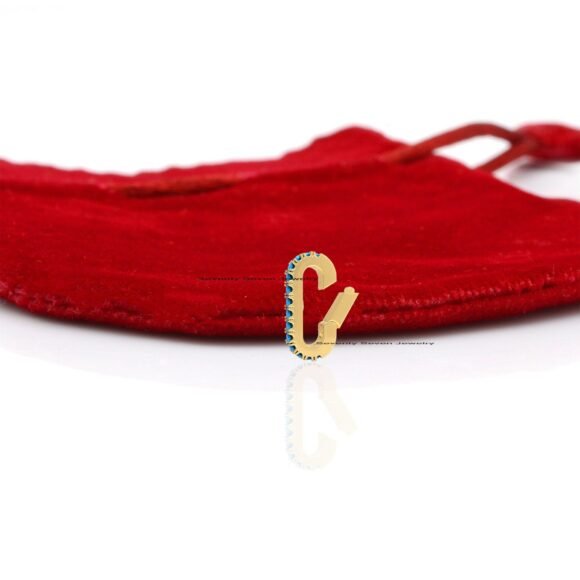 9K Gold SI-GH Lab Diamond Oval Charm Lock, 9K Gold Elongated Charm Holder - Image 5