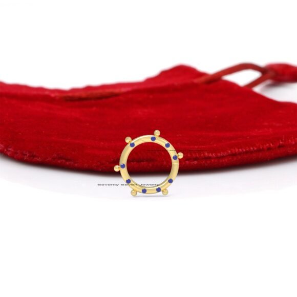 9K Gold Diamond Charm Holder, Turquoise Enhancer Charm Holder - Image 5