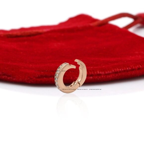 14k Gold Diamond Round Enhancer, Gold Pave Charms Holder - Image 9