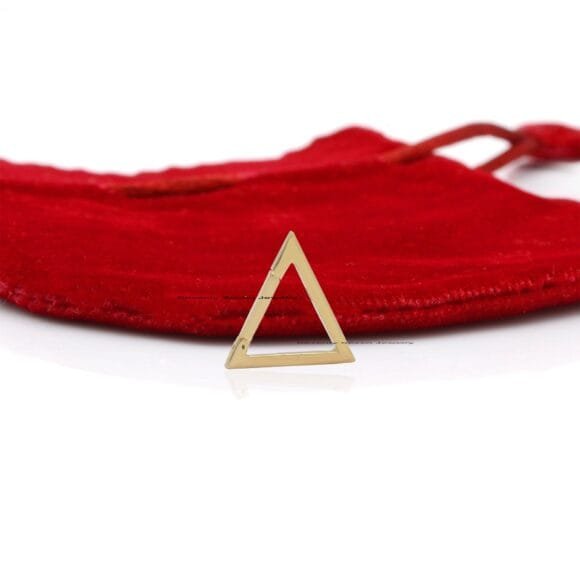 14K Gold Triangle Charm Holder, 14k Gold Triangle Push Lock - Image 6