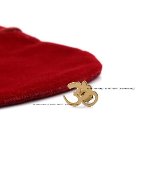 9K Gold OM Studs Earrings, Gold OM Earrings, Om Earrings - Image 2