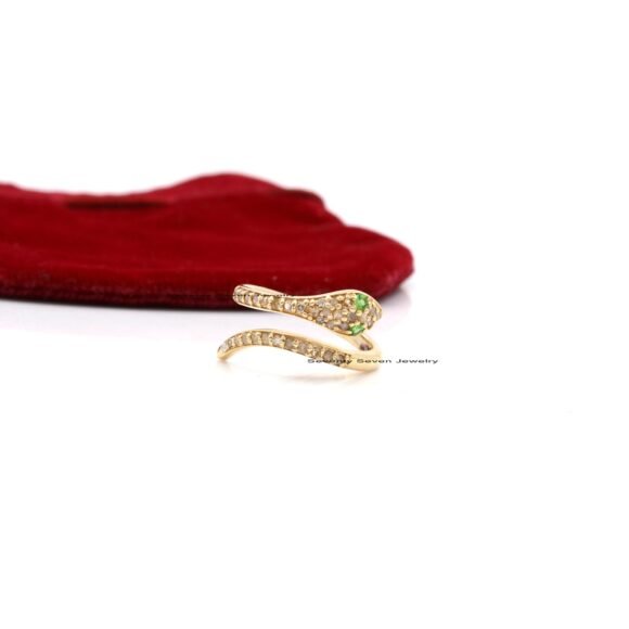 Pave Diamond Snake Ring, Silver Animal Ring, Pave Diamond Ring - Image 5