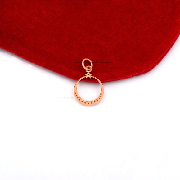14K Gold Diamond Moon Pendant, Round Star Pendant - Image 4