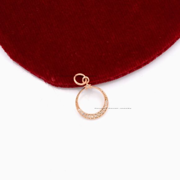 14K Gold Diamond Moon Pendant, Round Star Pendant - Image 2
