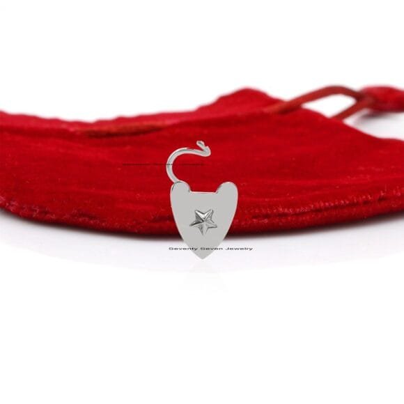14K Solid Gold Heart Padlock, Gold Padlock Connector - Image 3