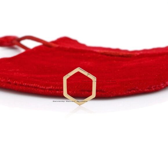 18K Gold Hexagon Charm Holder, 18k Gold Enhancer Lock - Image 5