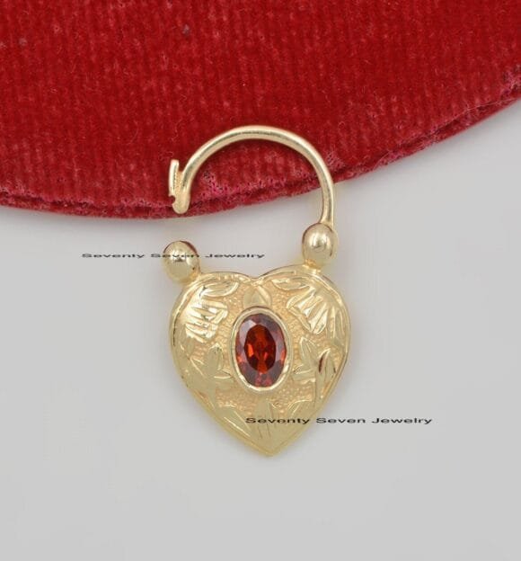 9K Gold Pink Sapphire Padlock, 9K Turquoise Heart Padlock - Image 6