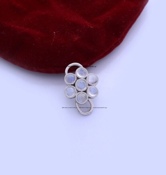 925 Silver Moonstone Flower Padlock, Gemstone Flower Padlock Pendant - Image 3