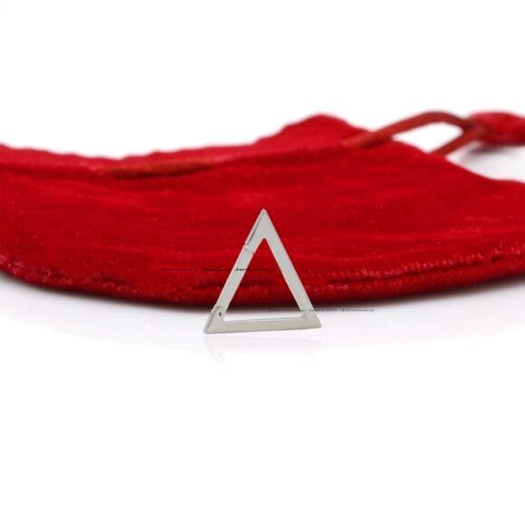 14K Gold Triangle Charm Holder, 14k Gold Triangle Push Lock - Image 5