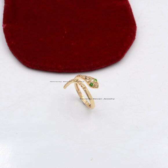Pave Diamond Snake Ring, Silver Animal Ring, Pave Diamond Ring - Image 4
