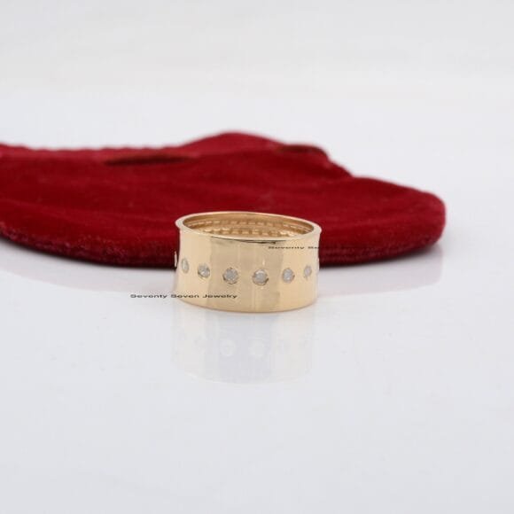 14K Gold Diamond Cigar Band, Solid Gold Cigar Ring - Image 5