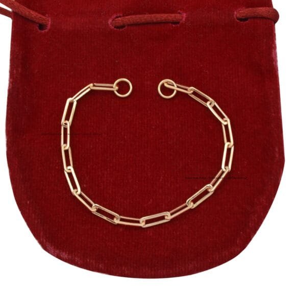 14k Gold Paperclip Bracelet, 14k Paper Clip Bracelet - Image 2