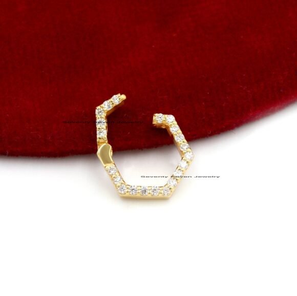 14k Gold Hexagon Charm Enhancer, Gemstone Enhancer Link, Charm Holder - Image 3