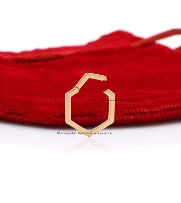 18K Gold Hexagon Charm Holder, 18k Gold Enhancer Lock