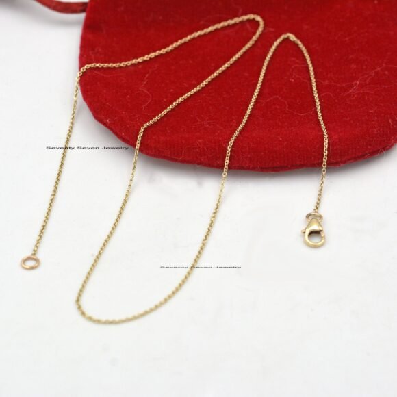 14K Lobster Thin Chain Necklace, 1.33 MM Thick Chain Jewelry - Image 2