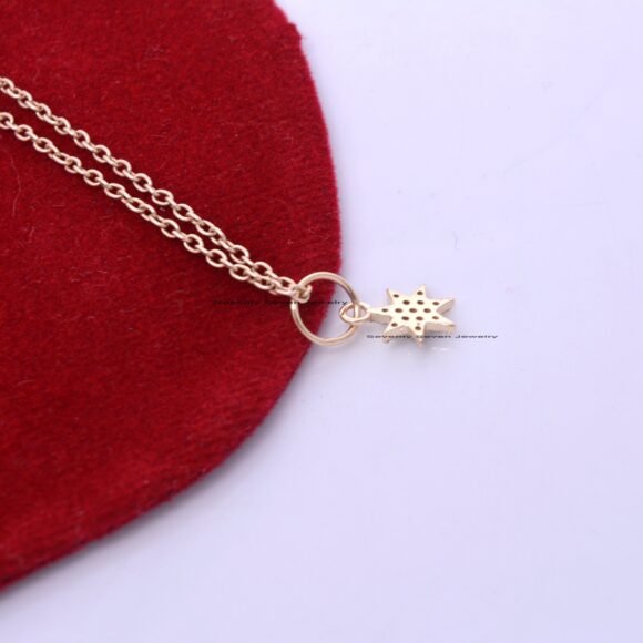 9K Gold Starburst Pendant, Diamond Star Pendant, Star Charm Pendant - Image 3