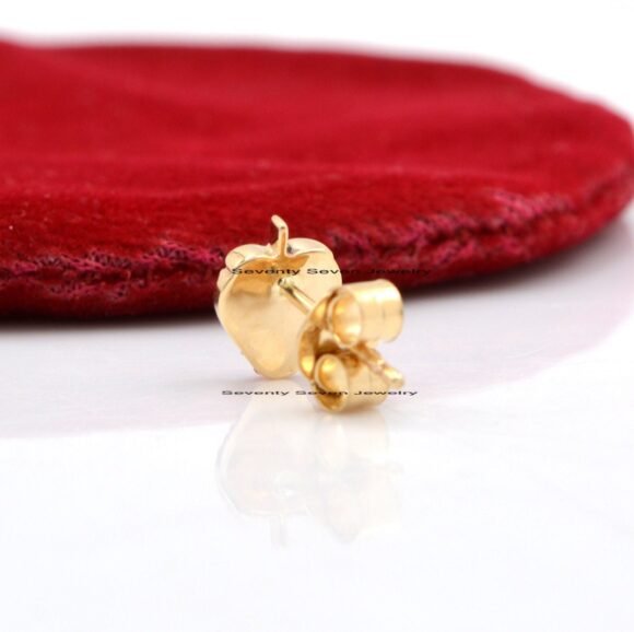 14k Gold Strawberry Studs, 14k Strawberry Earrings, Ruby & Emerald Strawberry Studs - Image 5