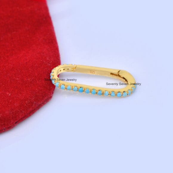 Wholesale 9K Gold Turquoise Enhancer Link, 9K Gold Oval Charms Holder - Image 2