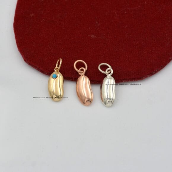 14K Gold Kidney Bean Charms, Minimalist Beans, Charm Bean - Image 2