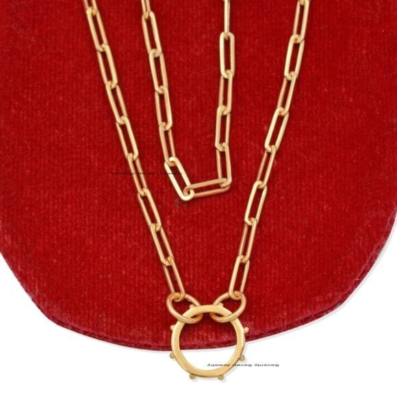 18K Solid Gold Ball Charm Holder, 18k Gold Enhancer - Image 2
