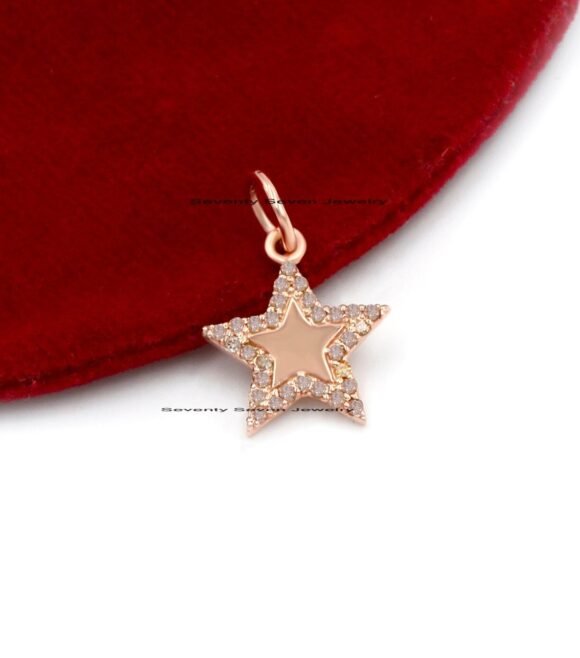 925 Silver Diamond Star Pendant, Pave Star Pendant