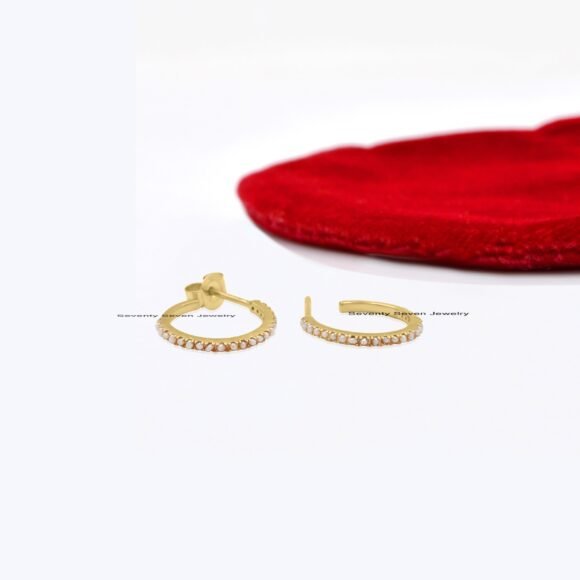 925 Silver Multi Sapphire Hoops, Cubic Zircon Hoop Earrings - Image 3