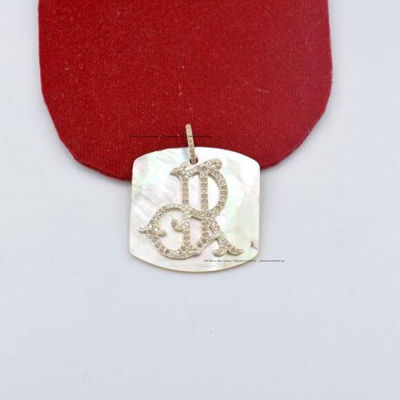 925 Silver Dog Tag Letter Monogram Pendant, Unique 2 Letter Monogram - Image 2