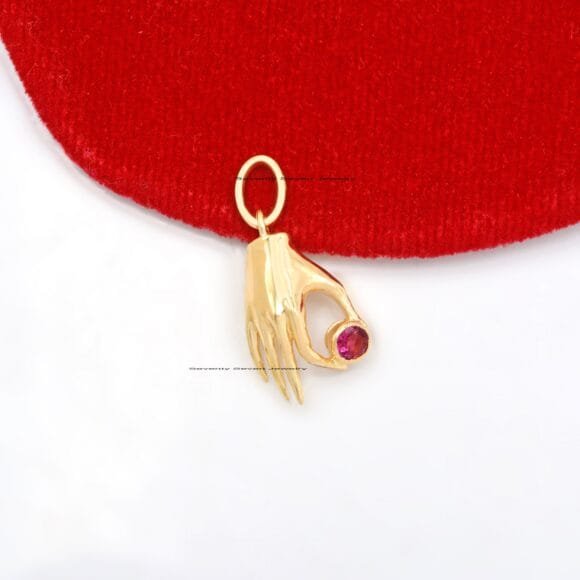 14K Gold Figa Charms Pendant, Figa Hand Pendant - Image 4