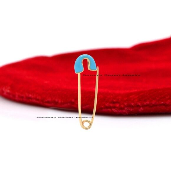 14k Gold Safety Pin Pendant, Safety Pin Enhancer, 14k Enamel Safety Pin Charm Holder