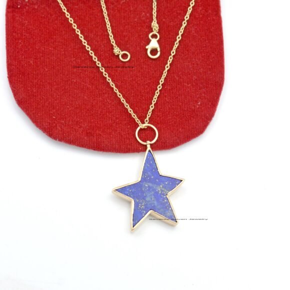 925 Silver Lapis Star Pendant, Lapis Star Necklace - Image 7