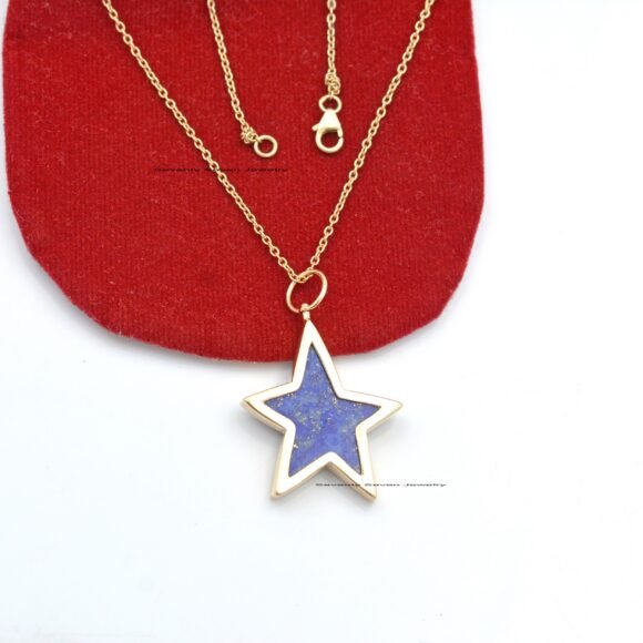 925 Silver Lapis Star Pendant, Lapis Star Necklace - Image 9