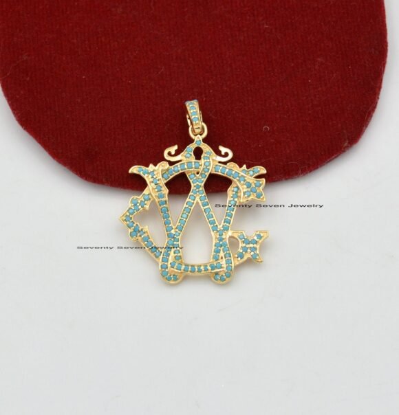 Diamond Monogram Pendant, Custom Monogram Pendant - Image 3