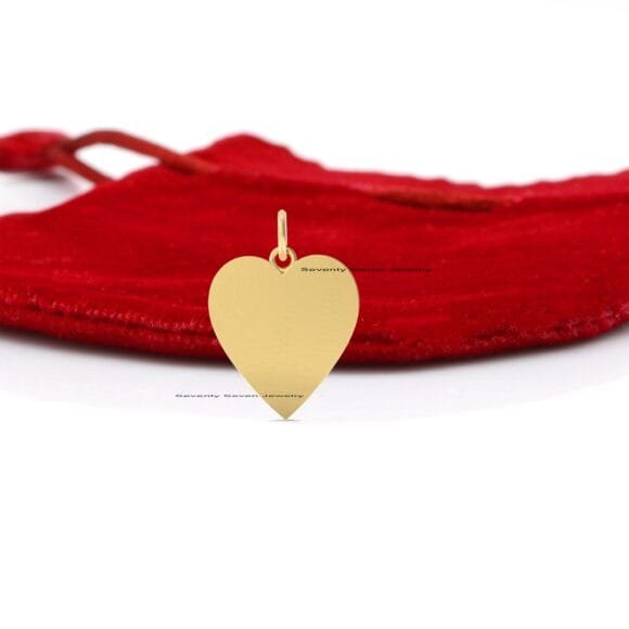 14k Gold Diamond Enamel Heart Pendant, Diamond Heart Pendant - Image 5