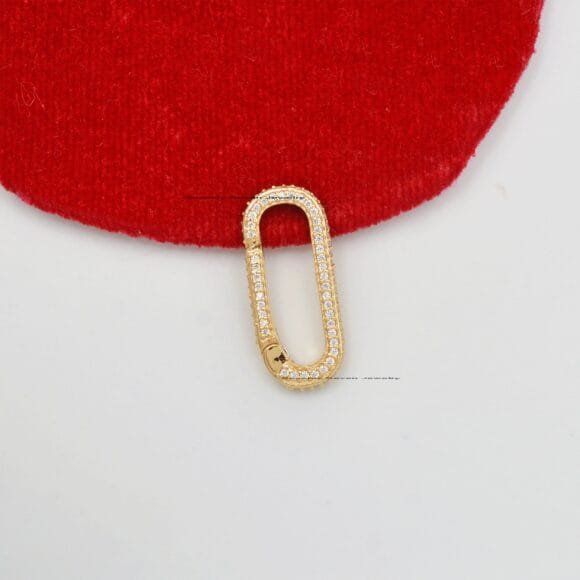 14k Gold Diamond Elongated Enhancer, 3 Side Pave Enhancer Lock