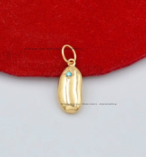14K Gold Kidney Bean Charms, Minimalist Beans, Charm Bean - Image 4