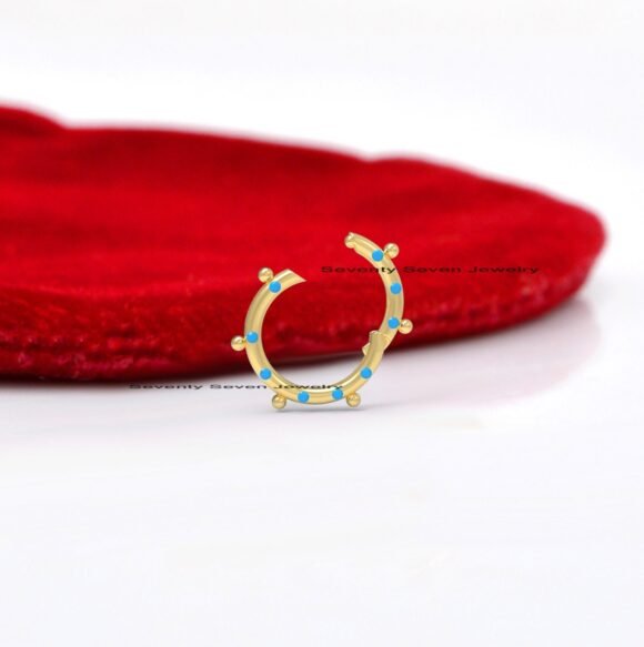 9K Gold Diamond Charm Holder, Turquoise Enhancer Charm Holder - Image 2
