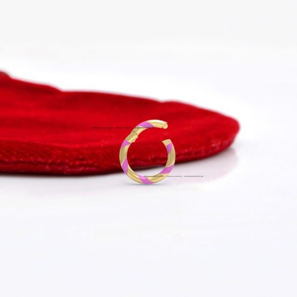 14k Gold Enamel Round Charm Enhancer, Gold Enamel Charms Holder - Image 6