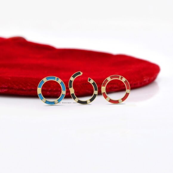 9K Gold Enamel Charm Enhancer, Gold Diamond Round Enhancer - Image 4